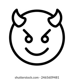 Diablo aterrador con cuernos, icono de emoji personalizable en estilo de moda