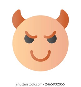 Diablo aterrador con cuernos, icono de emoji personalizable en estilo de moda