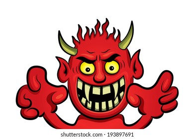 Scary devil, humorous cartoon illustration