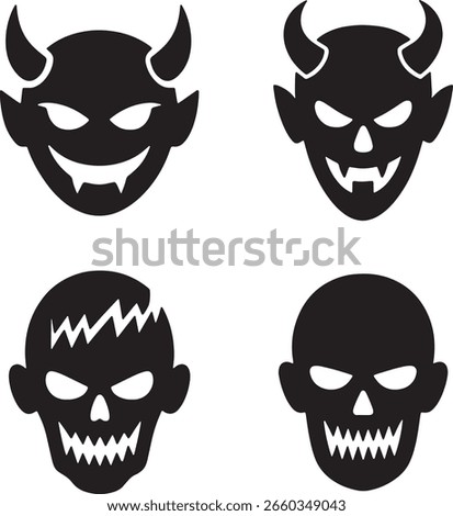 Scary Devil and Monster Faces Art