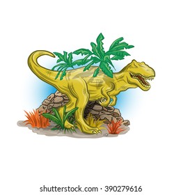 Scary dinosaur in jungle
