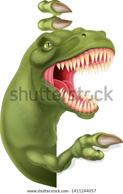 Scary Dinosaur T Rex Cartoon Character Stock Vector (Royalty Free ...