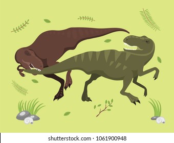 Scary dinosaurs vector tyrannosaurus t-rex danger creature force wild jurassic predator prehistoric extinct illustration