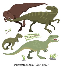 Scary dinosaurs vector tyrannosaurus t-rex danger creature force wild jurassic predator prehistoric extinct illustration