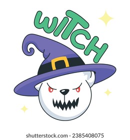 A scary doodle sticker of witch teddy 