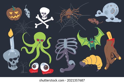 Scary doodles illustration vector set design