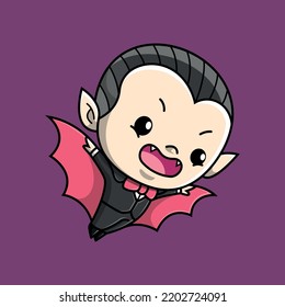 SCARY DRACULA IS FLYING CARTOON ILLUSTRATION