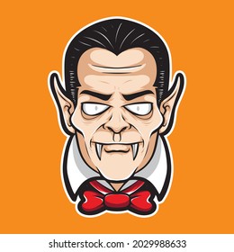 scary dracula head cartoon vector