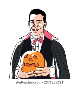 SCARY DRACULA TIENE UN VECTOR DE DISEÑO PLANO DE BOMBA