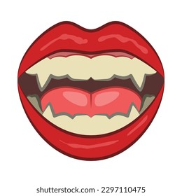 Scary Dracula Plastic Teeth. Halloween Icon Vector Illustration