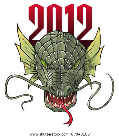 Scary dragon, symbol of 2012 year, vector illustration