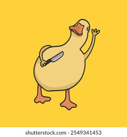 Scary Duck Animal Meme Sticker Vector Cute Illustration