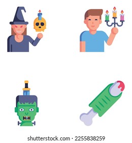 Scary Elements of Halloween Flat Icons

