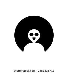 Scary evil alien icon. Isolated vector illustration on white background.