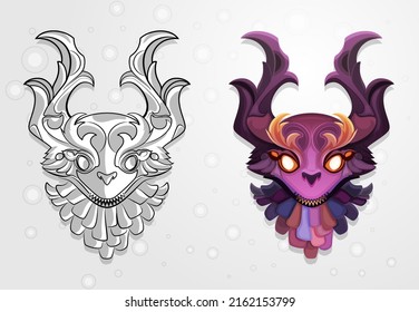 Scary Evil Clown Mask on a White Background. Halloween Costume Element - Stock Vector