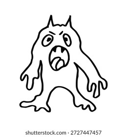 Un monstruo malvado y aterrador, un simple dibujo de dibujos animados