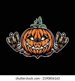 Scary Evil Pumpkin Monster Illustration