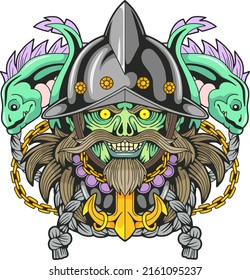 scary evil zombie pirate, illustration design