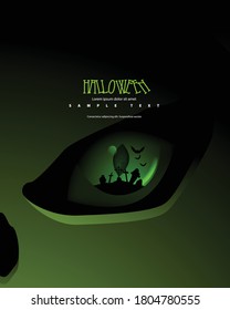 Scary Eye for Halloween Modern Background. Minimalist Creative Design Concept.