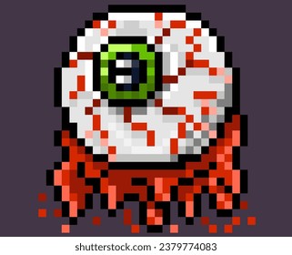 Scary eye, Pixel art, 8-bit vector format, Halloween Pixel art, Eye, Horror, Halloween scary eye.