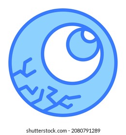 scary eye vector blue outline icon.