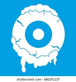 Scary eyeball icon white isolated on blue background vector illustration