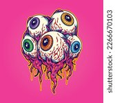 Scary eyeball zombie colorful logo cartoon illustrations vector for your work, merchandise t-shirt, stickers and label designs, poster, greeting cards advertising business company or brands