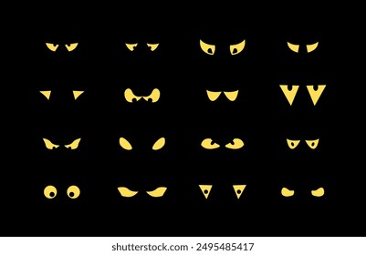 Scary eyes icon set. Design element collection for Halloween. Isolated spooky monster eyes.