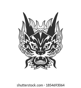 Una cara aterradora. Se puede usar como dibujo de un tatuaje.
