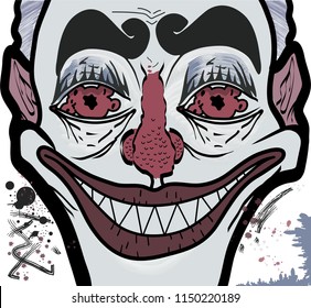 scary face clown graffiti style with a blot