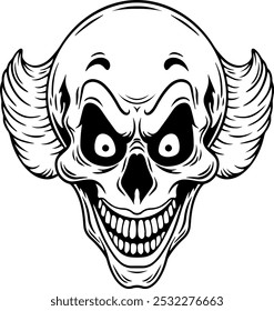 scary face of crazy clown ,vector illustration