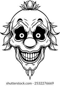 scary face of crazy clown ,vector illustration