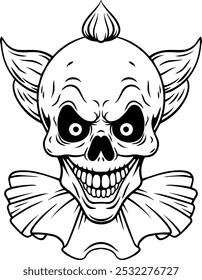 scary face of crazy clown ,vector illustration