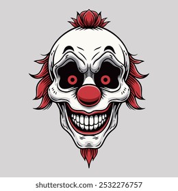 scary face of crazy clown ,vector illustration