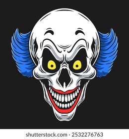 scary face of crazy clown ,vector illustration