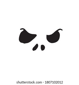 Sensación de miedo de cara de halloween doodle elemento vector símbolos mágicos. decoración de halloween. Aislado sobre fondo blanco.