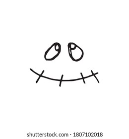 Sensación de miedo de cara de halloween doodle elemento vector símbolos mágicos. decoración de halloween. Aislado sobre fondo blanco.