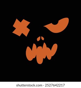 Scary face halloween pumpkin flat vector