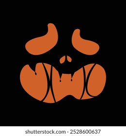 Scary face halloween pumpkin flat illustration