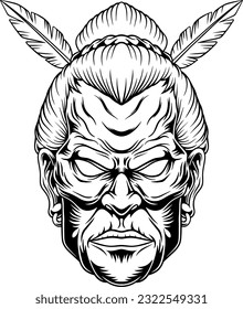 scary face of indian chief