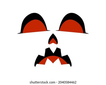 Scary face isolated on white background. Spooky halloween face with evil scary eyes. Design for posters, banners and promotional items. Vector illustration