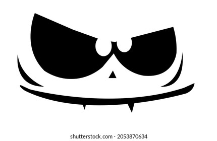 Scary face isolated on White Background. Template for Halloween, poster, pumpkin face and etc. Vector Art.