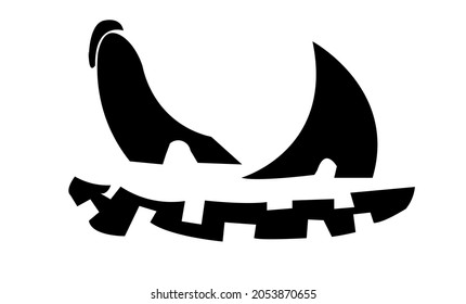 Scary face isolated on White Background. Template for Halloween, poster, pumpkin face and etc. Vector Art.
