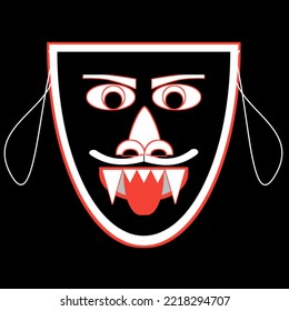 Scary Face Mask Image Design On Black Background