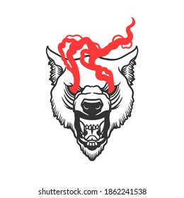 The scary face. A monster. Can be used as a sketch of a tattoo.