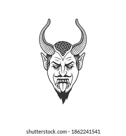 The scary face. A monster. Can be used as a sketch of a tattoo.