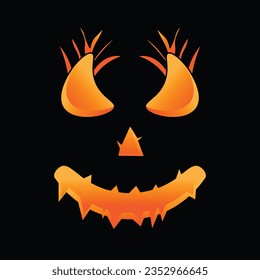 Scary face pumpkin cartoon vector illustration