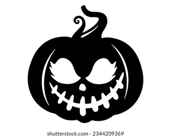 Scary Face Pumpkin Halloween Illustration