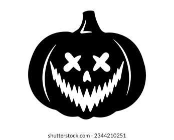 Scary Face Pumpkin Halloween Illustration