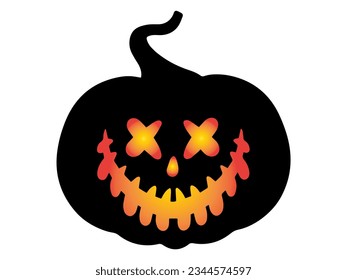 Scary Face Pumpkin Halloween Illustration